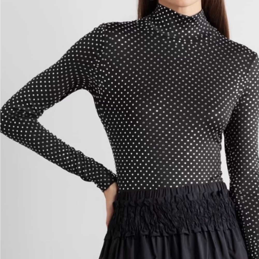 Veronica Beard NWT Parke Crystal Embellished Turtle Neck Top